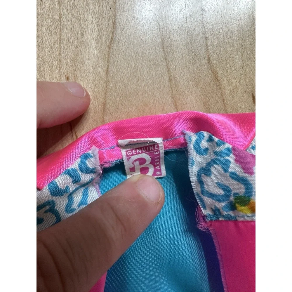 Vintage 80s 90s Barbie Jacket Mattel Pink Blue Yellow Striped Doll Clothes Rare